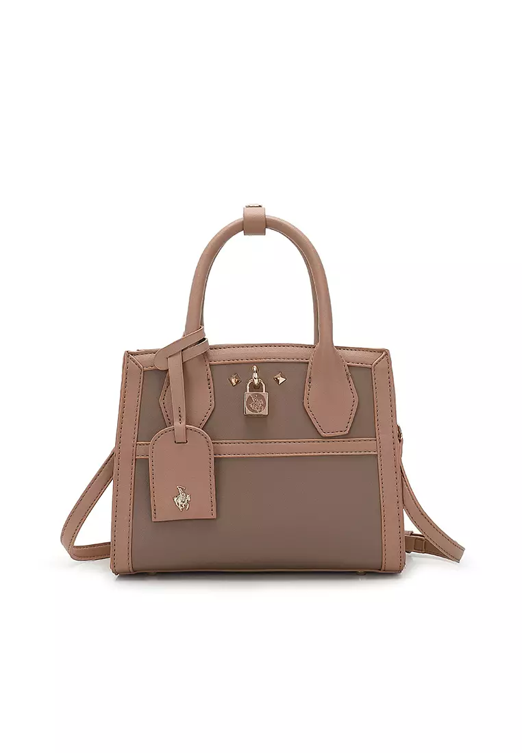 Women's 2-In-1 Top Handle Bag & Zipper Purse (2-in-1 Tas Tangan Wanita & RFID Dompet Wanita) - Cokelat