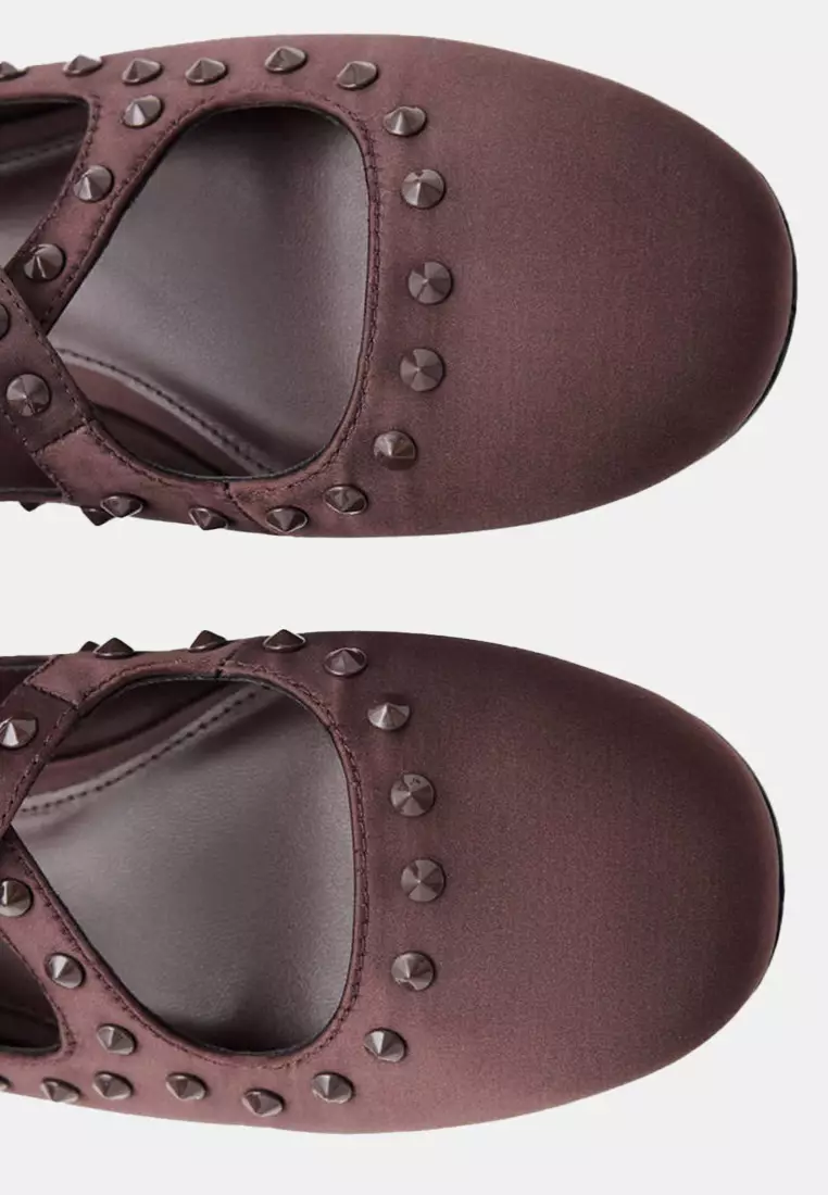 Satin Studded Flats