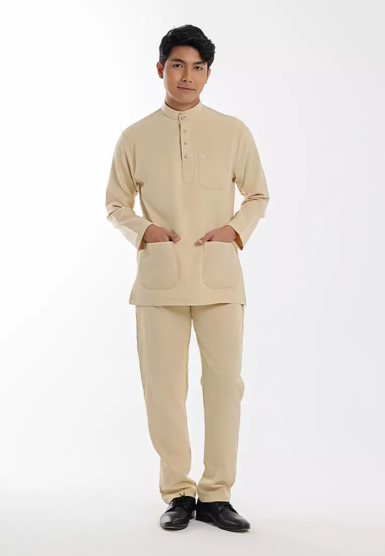 Alain Delon Baju Melayu Cekak Musang Dewasa - 19026002-80BiscottiBrown