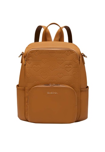 SEMBONIA brown Logo-Embossed Classic Backpack 63D45ACB5316E4GS_1