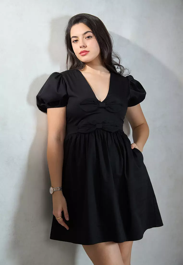 Buy VIRGIO VIRGIO Cotton Stretch Black Mini Bow Dress 2026 Online | ZALORA  Philippines