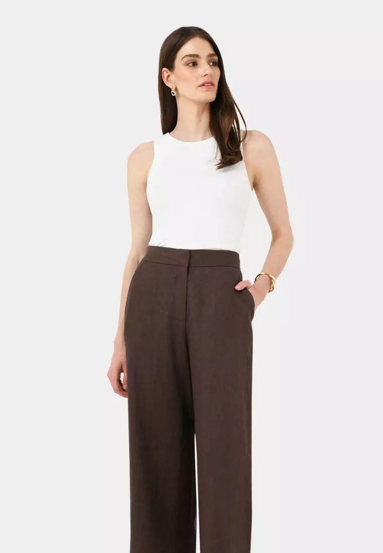 FORCAST Ami Wide Leg Linen Pants