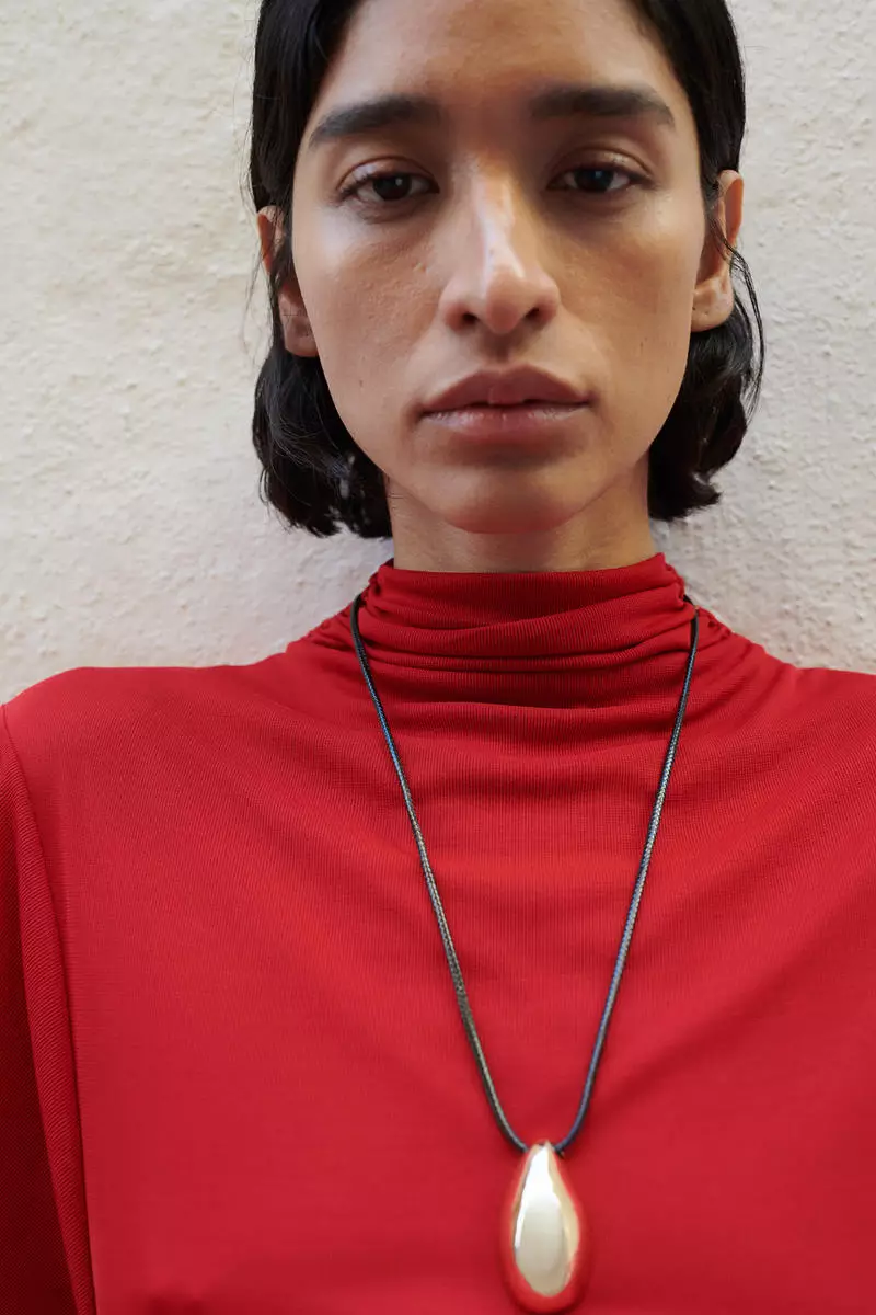 Draped turtleneck dress