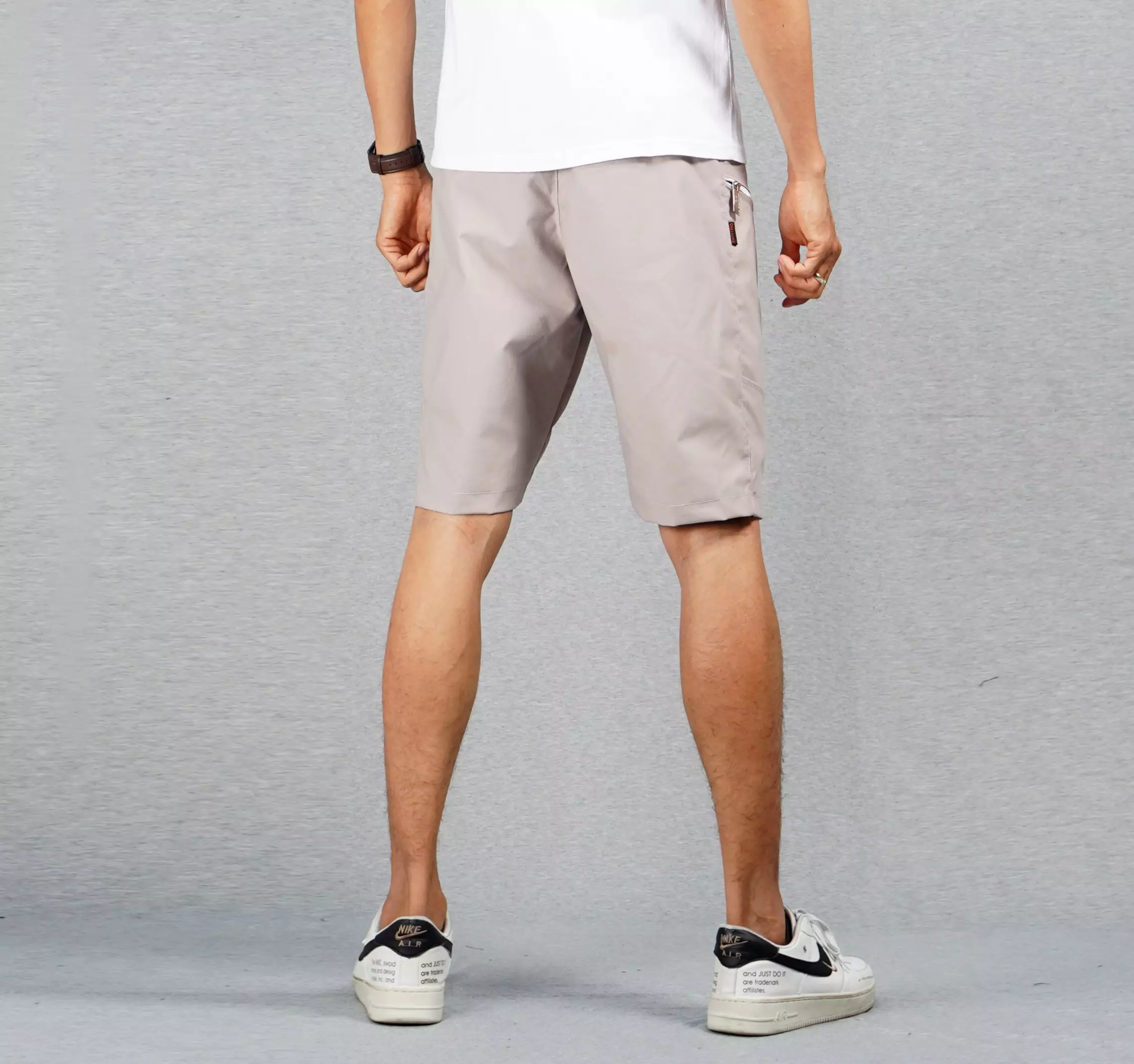 XYAN Short Chino Pants Short Pants with Pocket Zipper Celana Pendek Santai Pria Celana Pendek Chino - BEIGE