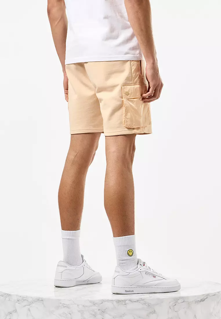 MENS DEEP CHAMPAGNE PINK SANDS PARACHUTE OVERLAY SHORT