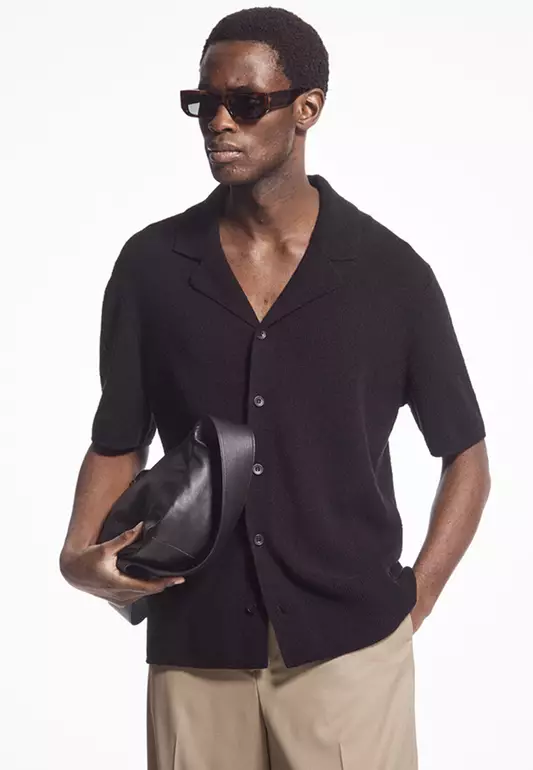Short-Sleeved Bouclé-Knit Shirt
