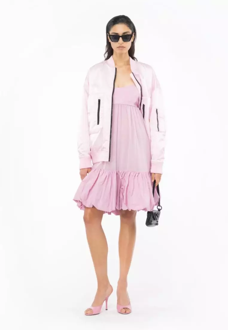 Dress with thin straps and flounce