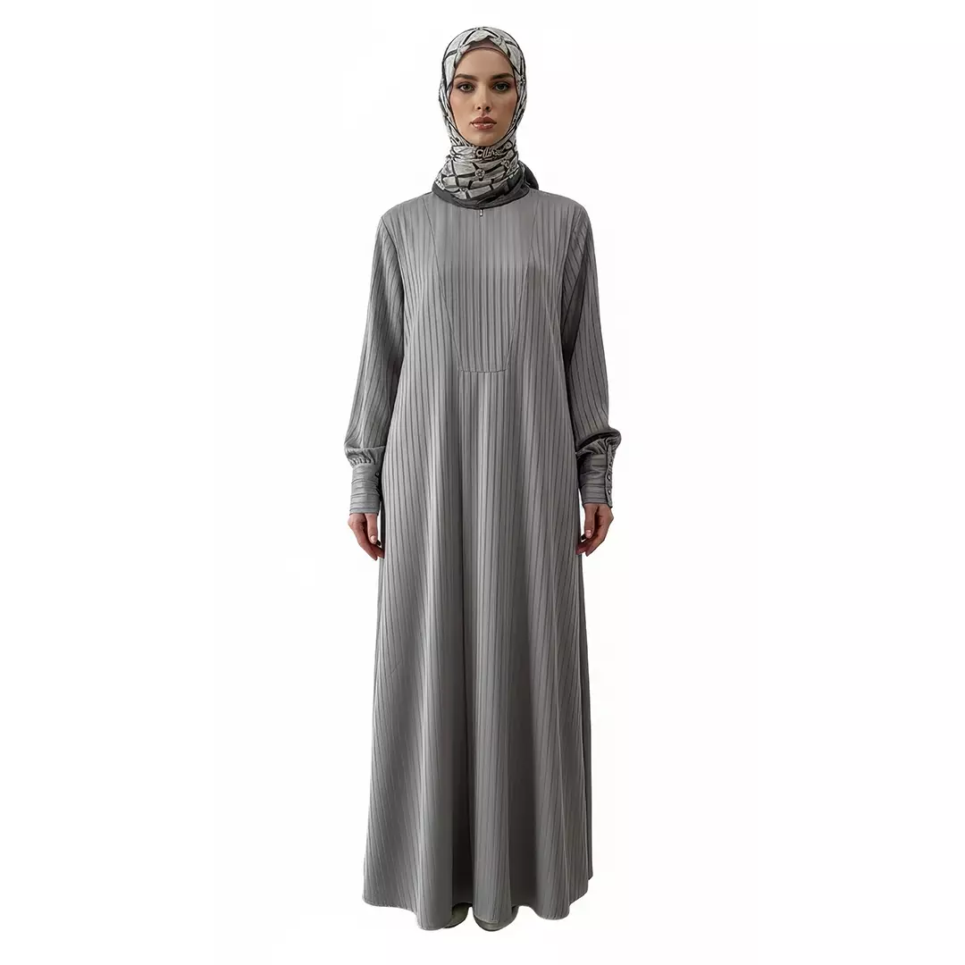 Rabbani - Dresslim Muslim Wanita Dewasa Lengan Panjang Alistha Exclusive - Light Grey
