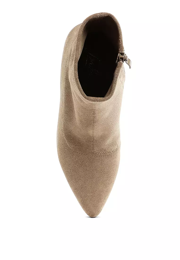Microfiber Wedge Sock Boots in Beige