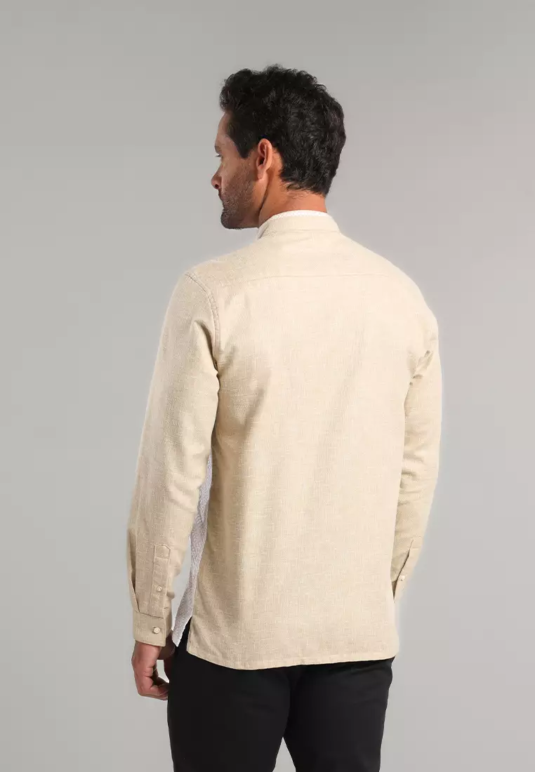 MOC Kemeja Koko Lengan Panjang Pria Ghafur - Khaki