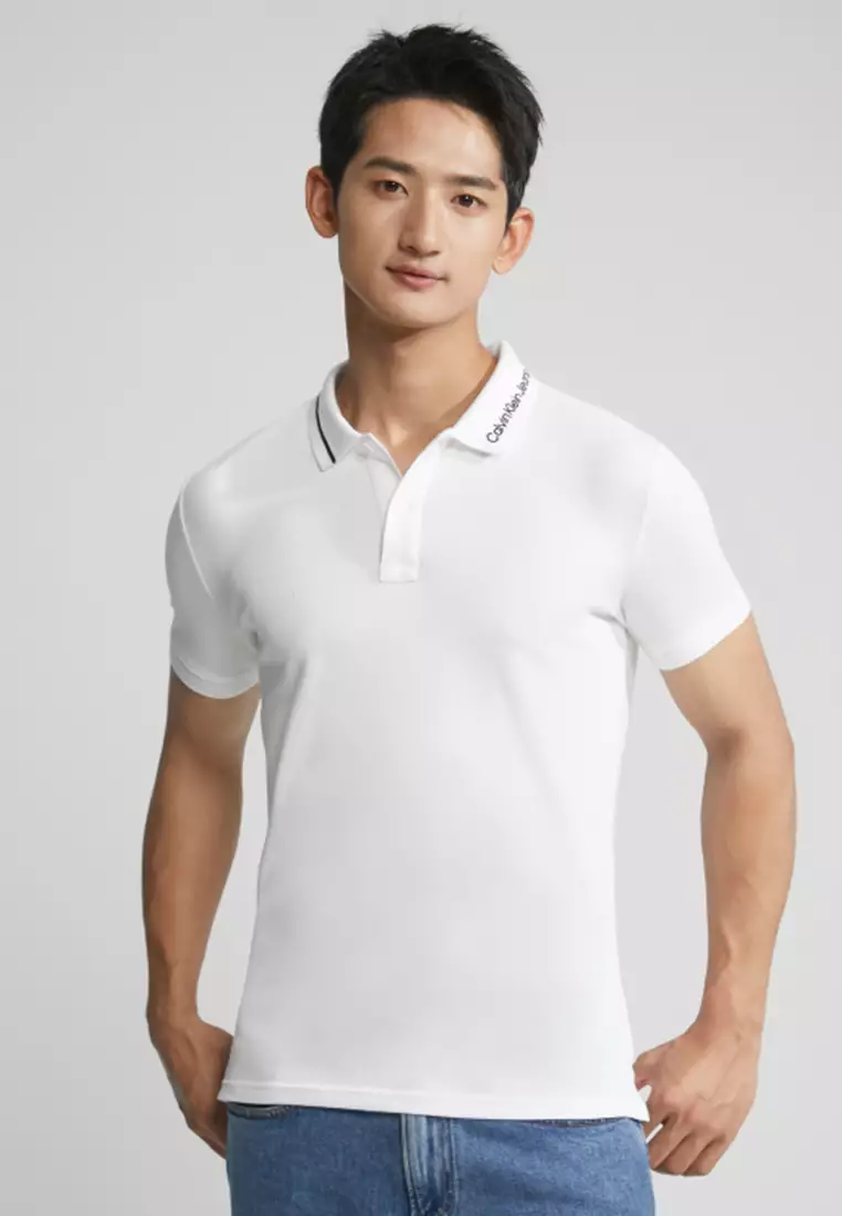 Calvin klein hotsell white polo shirt