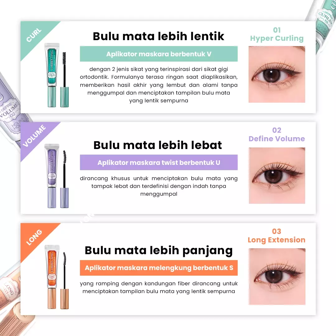 Holika Holika Lash Correcting Mascara | Airy Lift: Lightweight, Waterproof, Smudgeproof, Strong Curling Mascara 03 Long Extension
