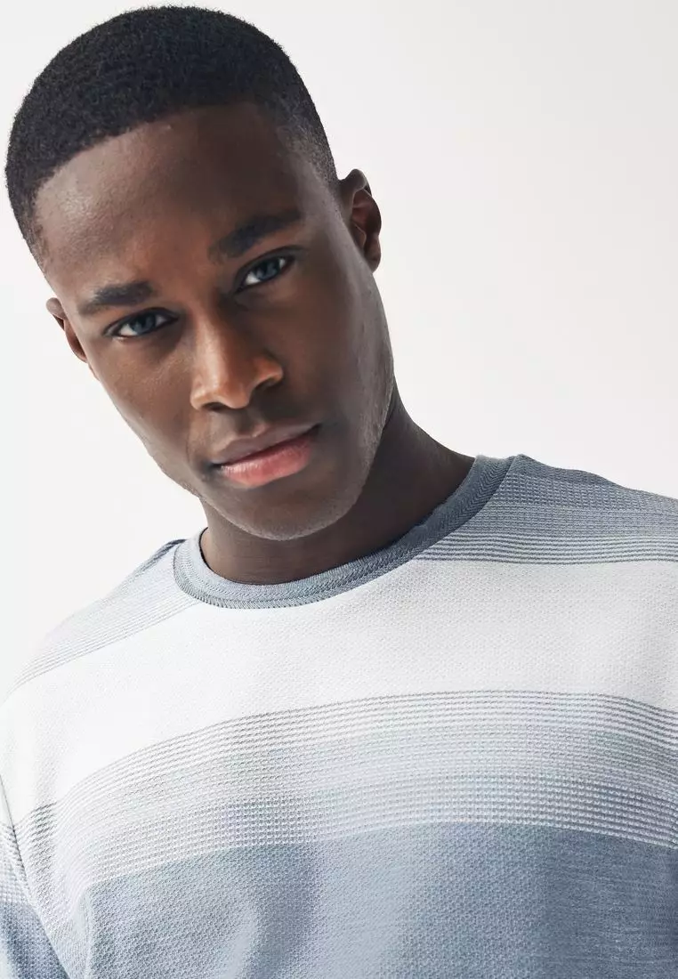 Buy NEXT Textured Stripe T-Shirt 2025 Online | ZALORA