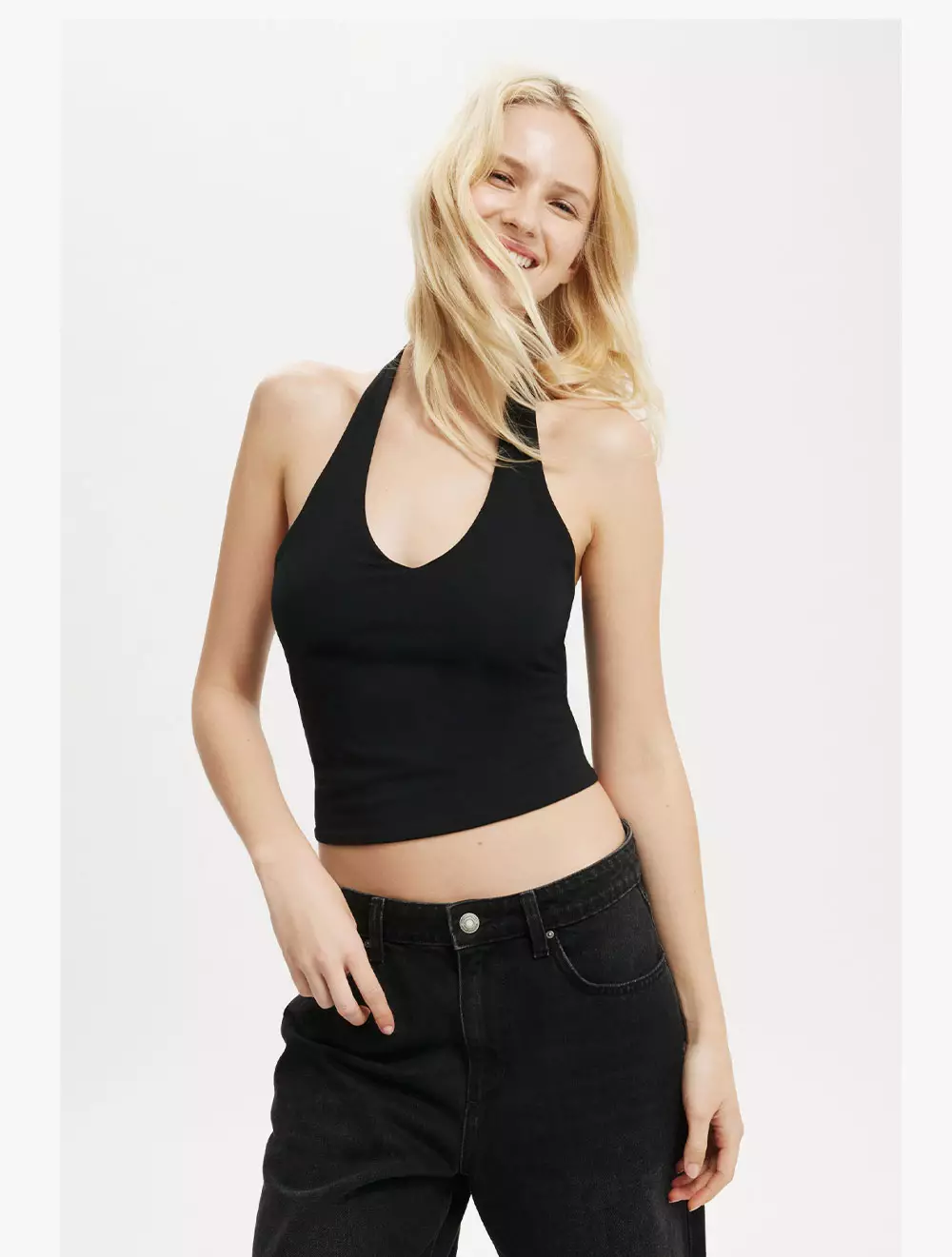 Cotton On -  Pakaian Luxury  - All Day V Neck Halter - Black