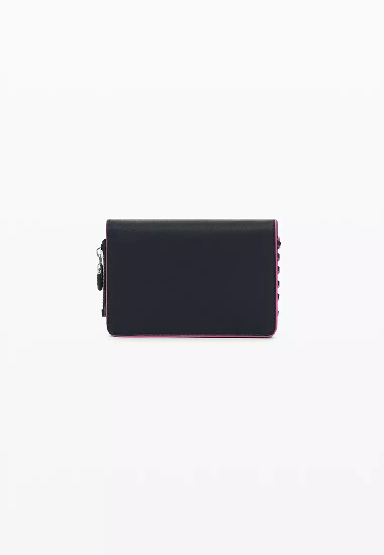 Small wallet with braided leather effect