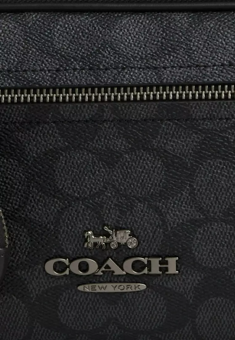 Mens Elias Belt Bag In Signature Canvas - Charcoal/Black