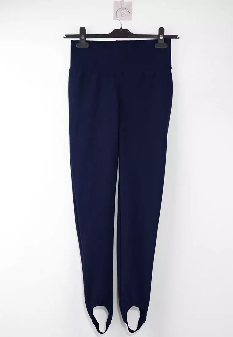 Navy Blue Brushed Soft Fabric Füzo Full Length Yoga Knitted Sports Leggings THMAW25TY00009