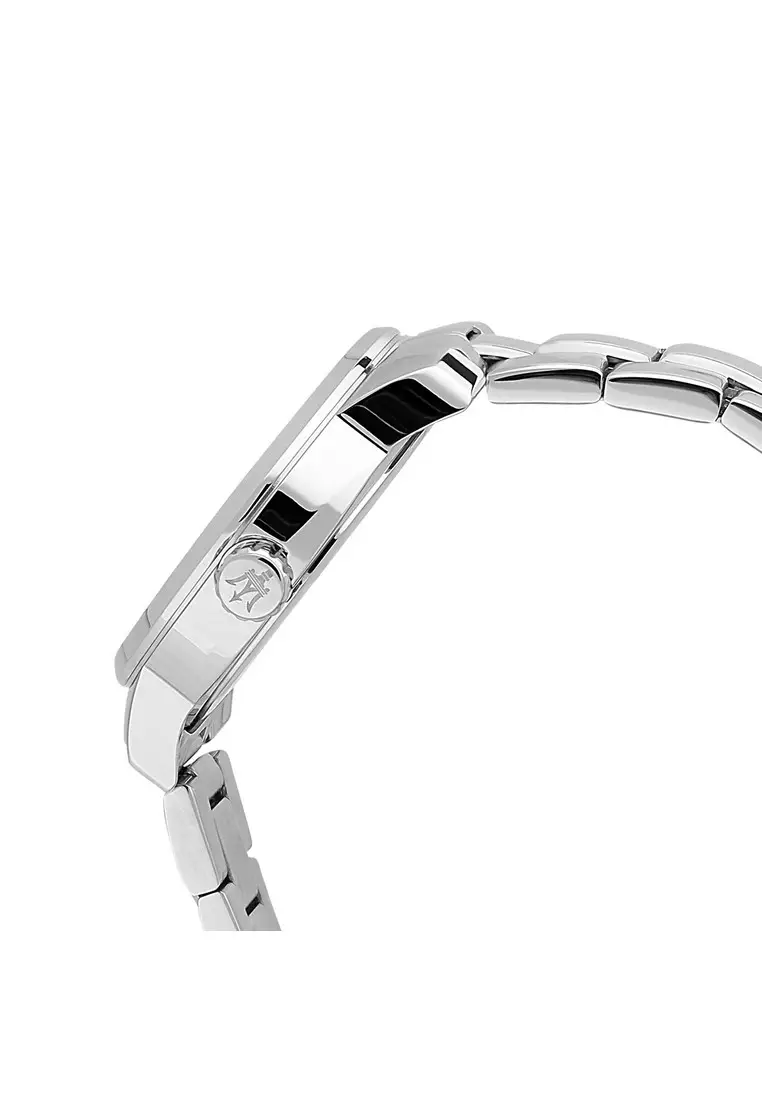 【2 Years Warranty】Maserati Successo - 44mm Silver Stainless Steel Men's Quartz Watch R8853121004 With Luminous Dial Hands