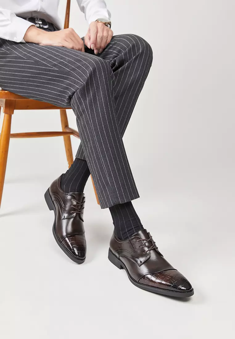 Spliced Faux Leather Derby Shoes KB05-6