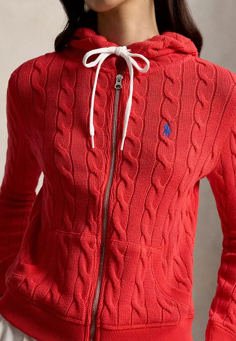 Polo Ralph Lauren Women Cable-Knit Cotton Full-Zip Hoodie