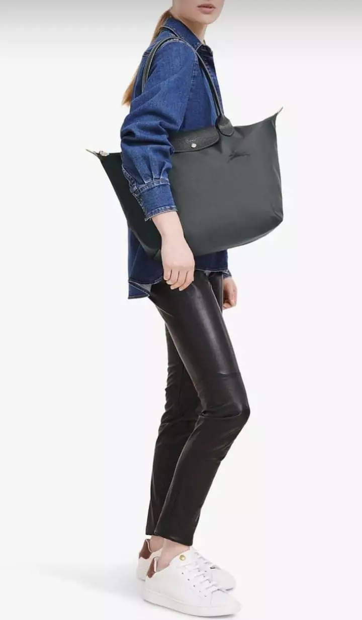 Longchamp Le Pliage Large Long Handle Green Graphite (LLH)