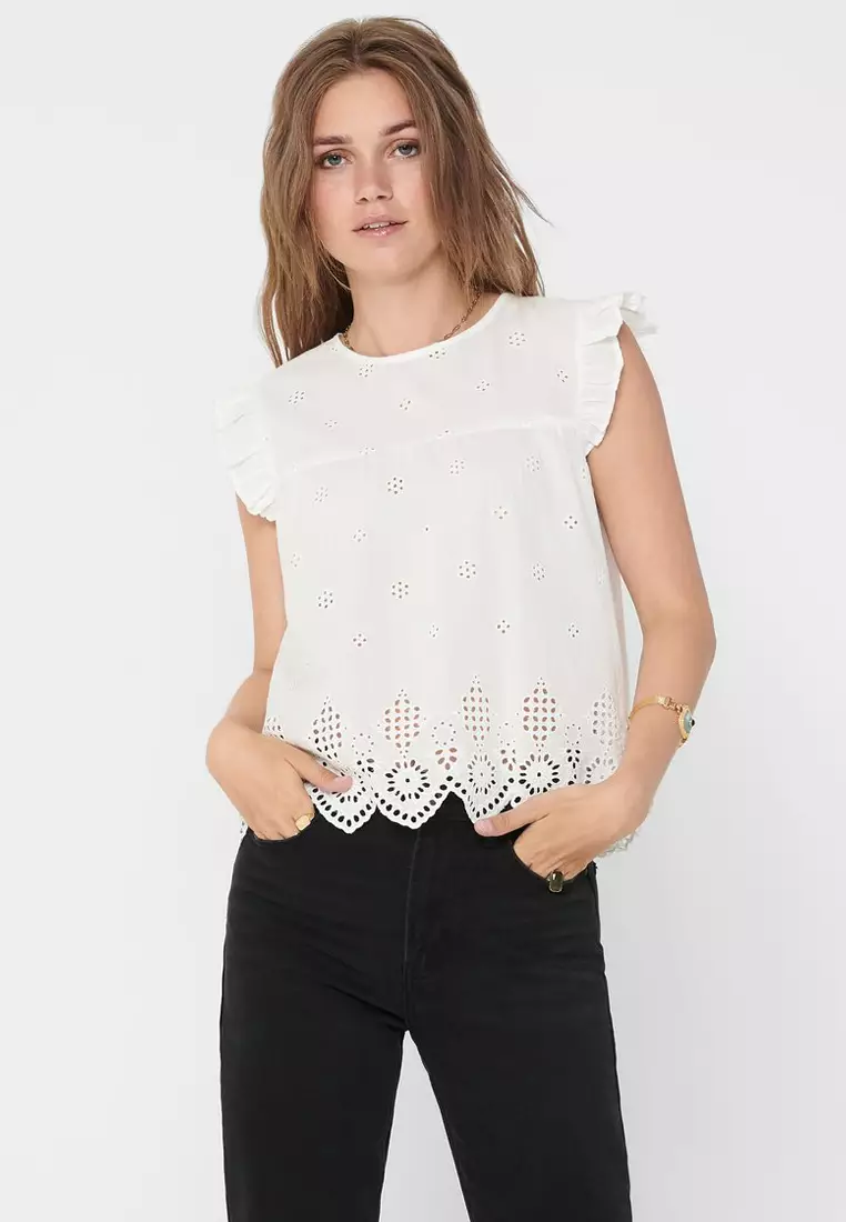 Buy ONLY Embroidered Frill Top 2026 Online | ZALORA