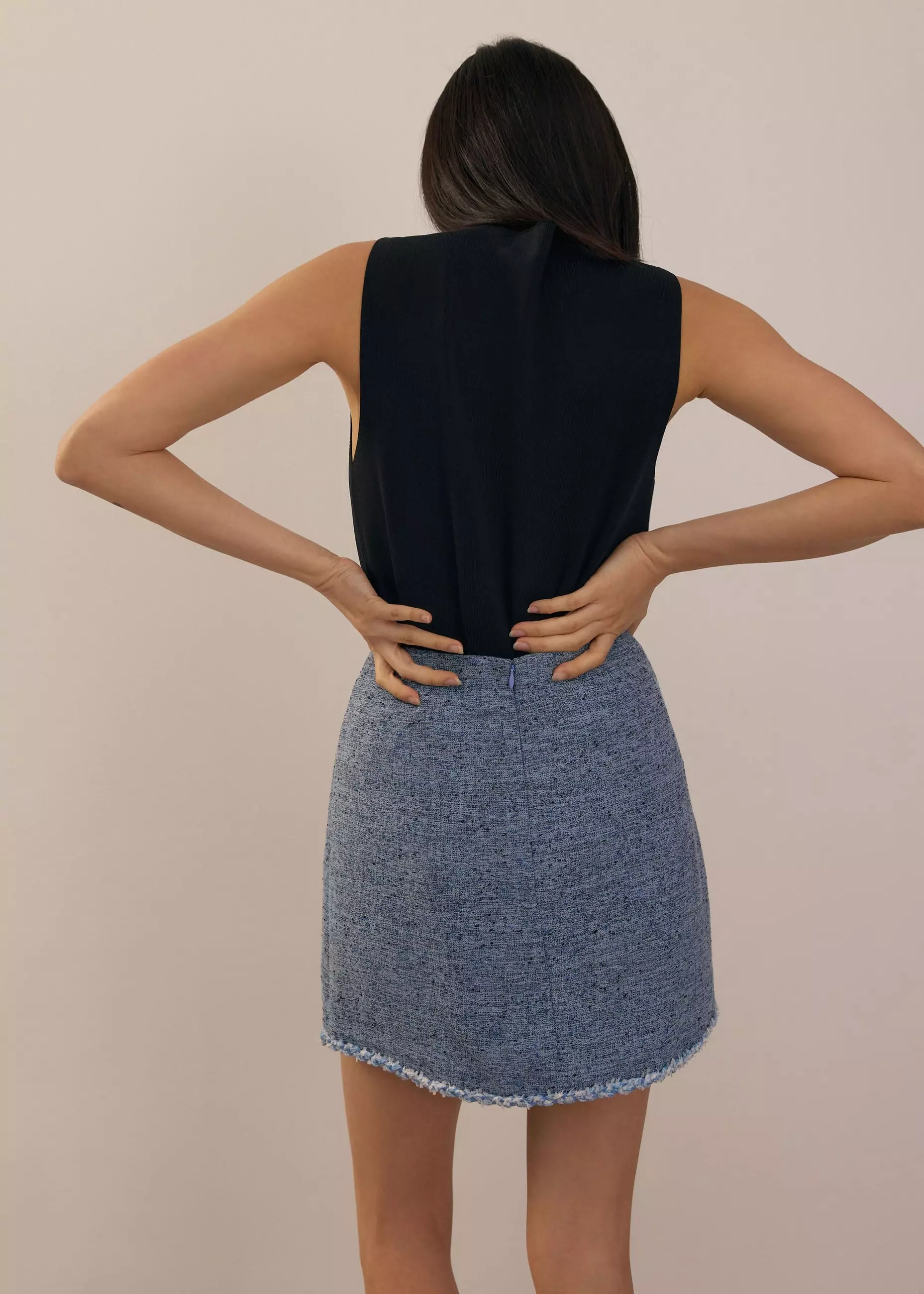 Rok Wanita - Elastic Tweed A-Line Mini Skirt