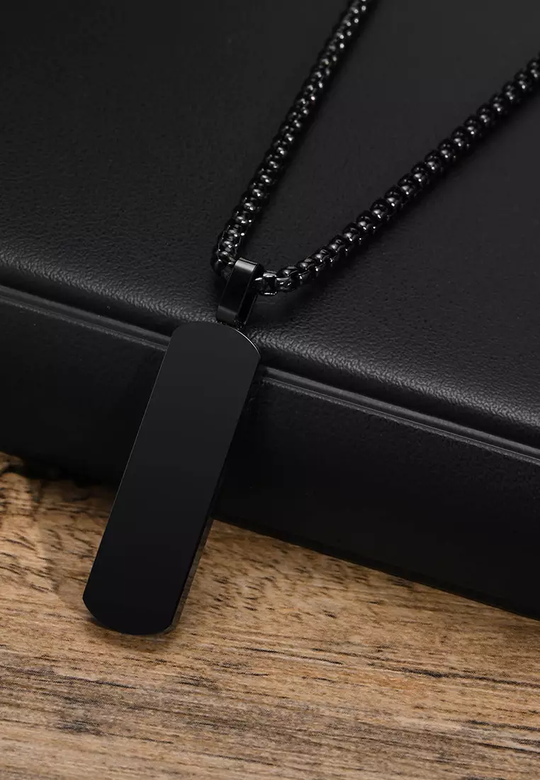 Titanium Steel Rectangular Bar Pendant Necklace JW QX-1874