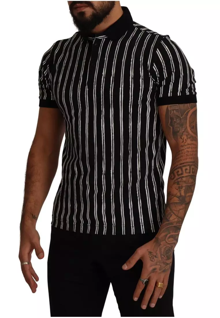 black striped polo