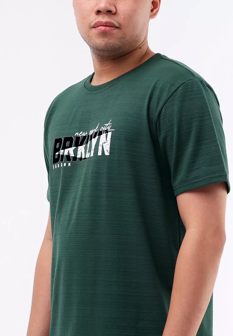 Round Neck Streaky Short Sleeves T-Shirt