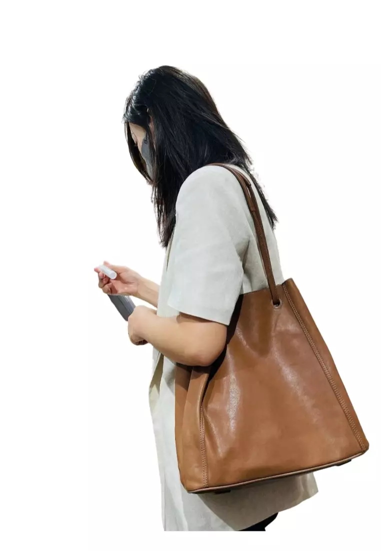 Buy Lara Genuine Leather Shoulder Crossbody Bucket Tote Bag Online