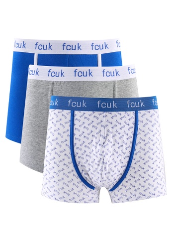 French Connection blue 3 Pack Fcuk Print Boxer Briefs 1BE6FUS53CA2A4GS_1