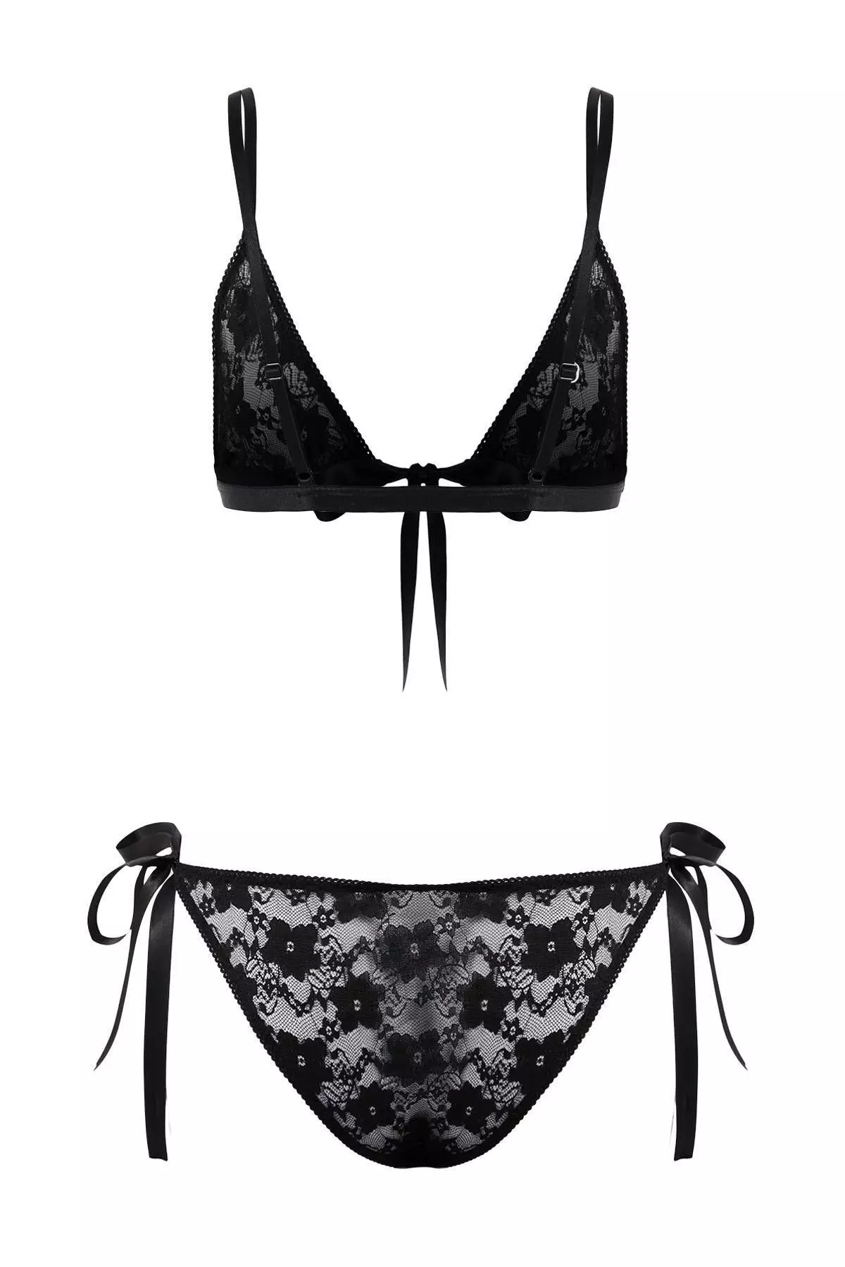 Black Lace Cupless Lingerie Set Thmss26Cc32