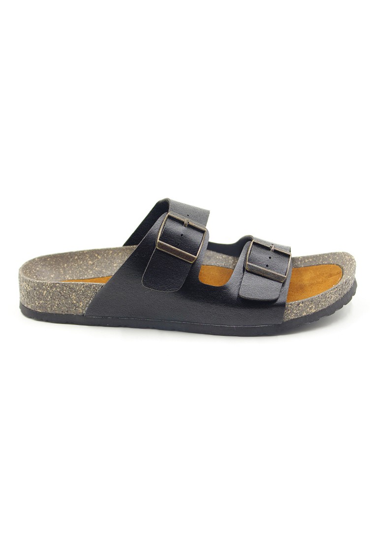 Athens - Black Leather Sandals & Flip Flops & Slipper