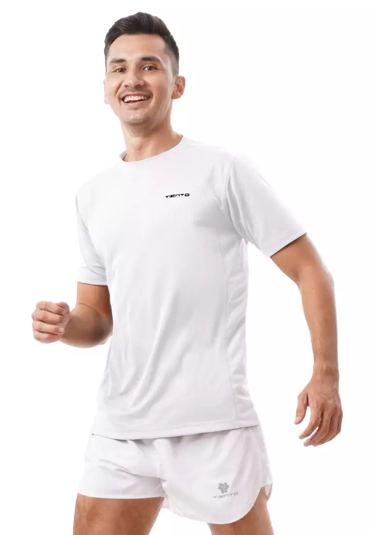 Tiento Kaos Dry Fit Men White Baju Olahraga Lari Pria