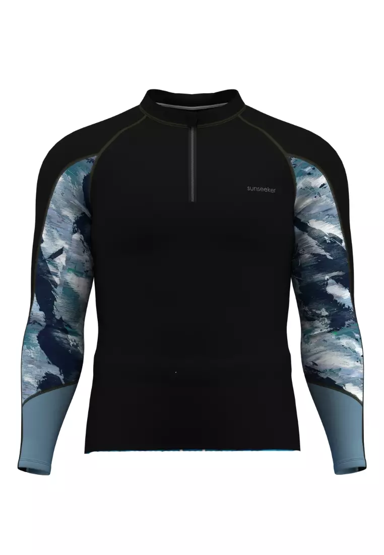 Water Splash Blue Long Sleeves Rash Guard