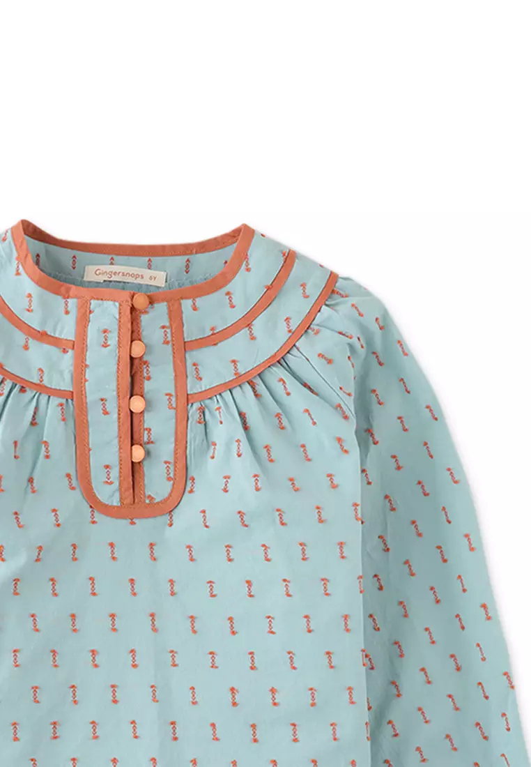 Girls Dotted Top With Contrast Trim
