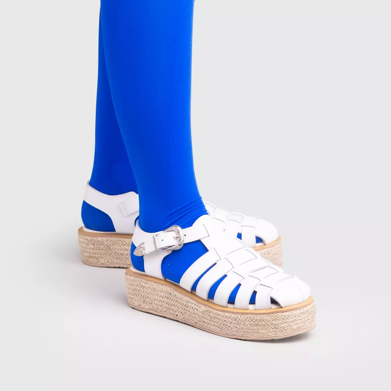 Rendeveous Platform Genuine Leather White