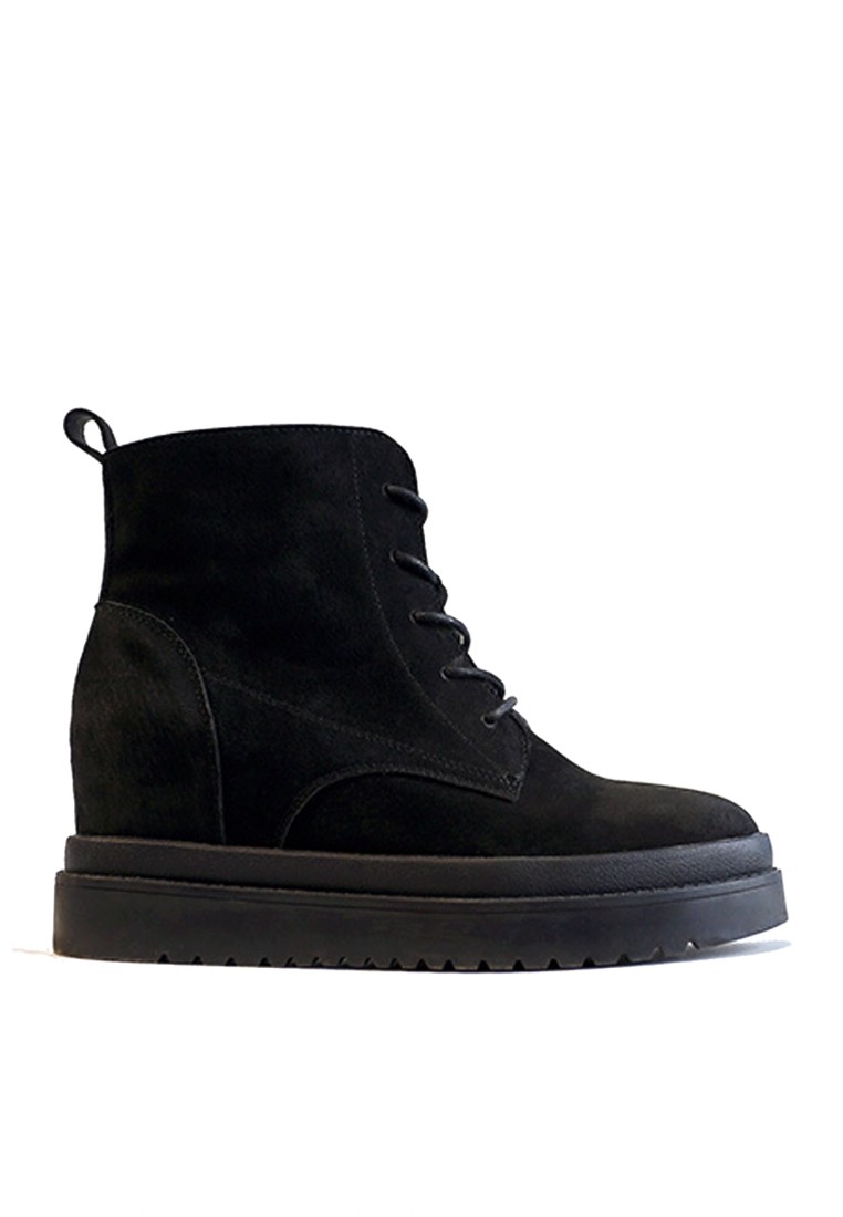 Leather Hidden Heel Platform Mid Boots VB991