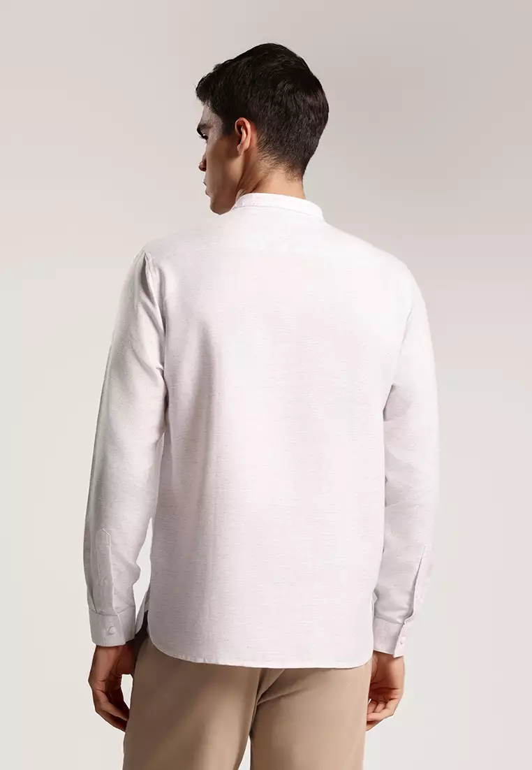 MOC Kemeja Koko Lengan Panjang Pria Allepo - White