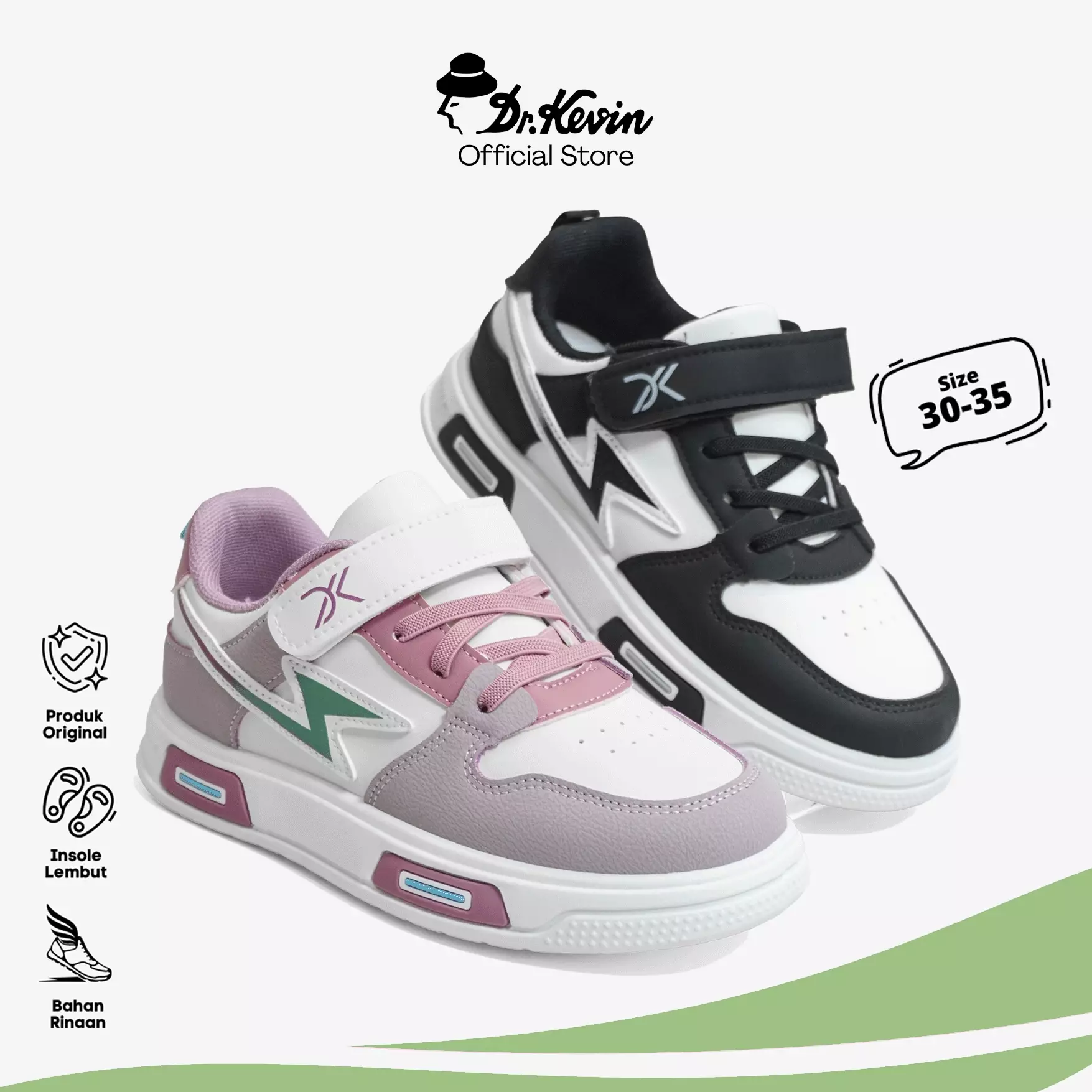 Dr. Kevin Kids Junior Sepatu Sneaker Anak Remaja Tanggung laki dan Perempuan Tali Velcro 481-000