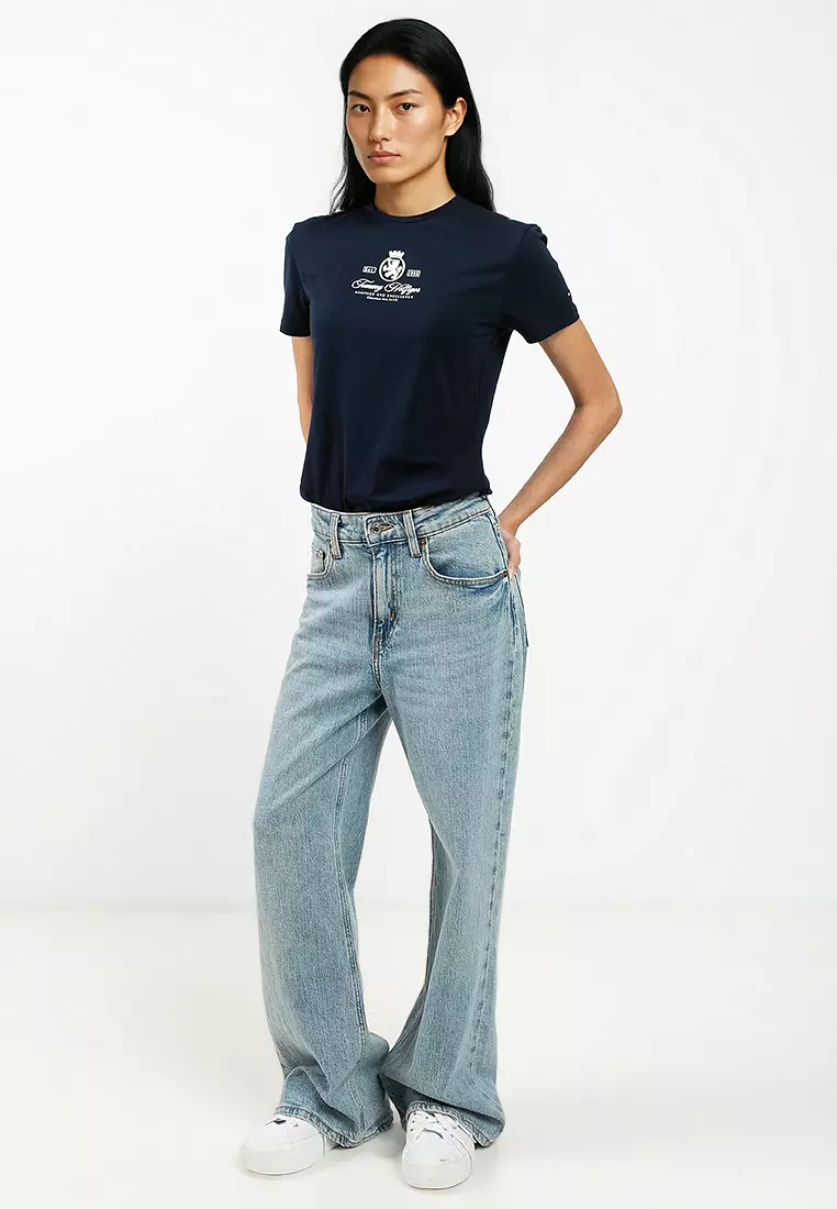 Varsity Crest Slim Short Sleeves Tee - Tommy Mainline