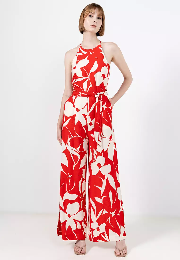 Floral Print Jumpsuit With Belt