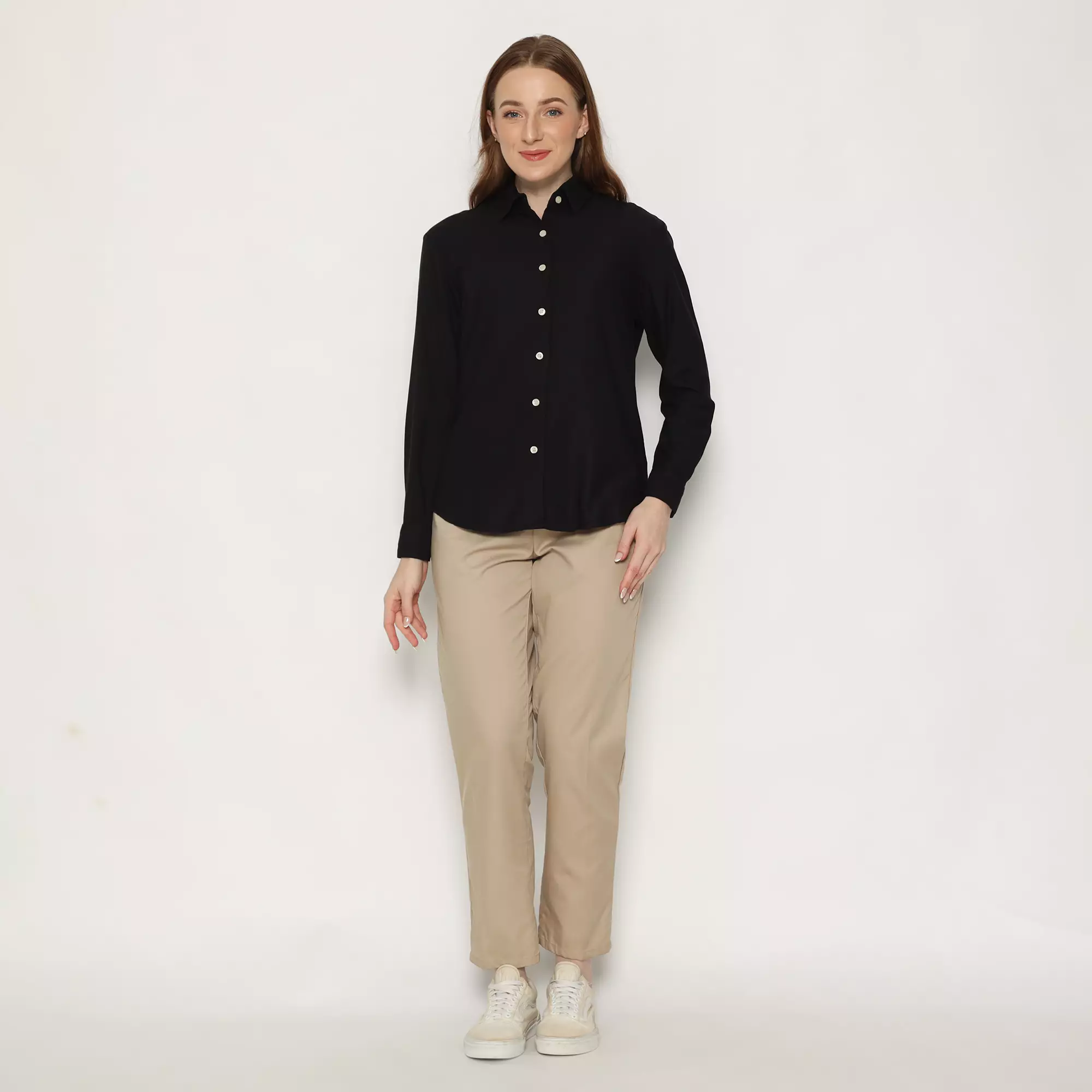 Platini Baju Kemeja Polos Basic Wanita Panjang Katun Rayon 62000.20