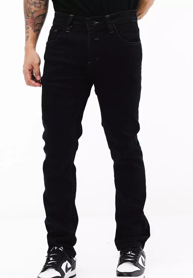 Denim Long Pants Slim Tapered Fit Stretch