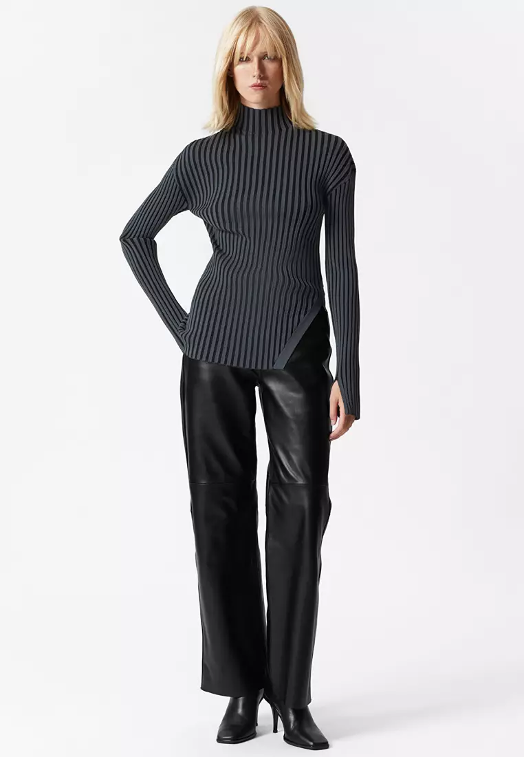 Asymmetric Rib-Knit Top