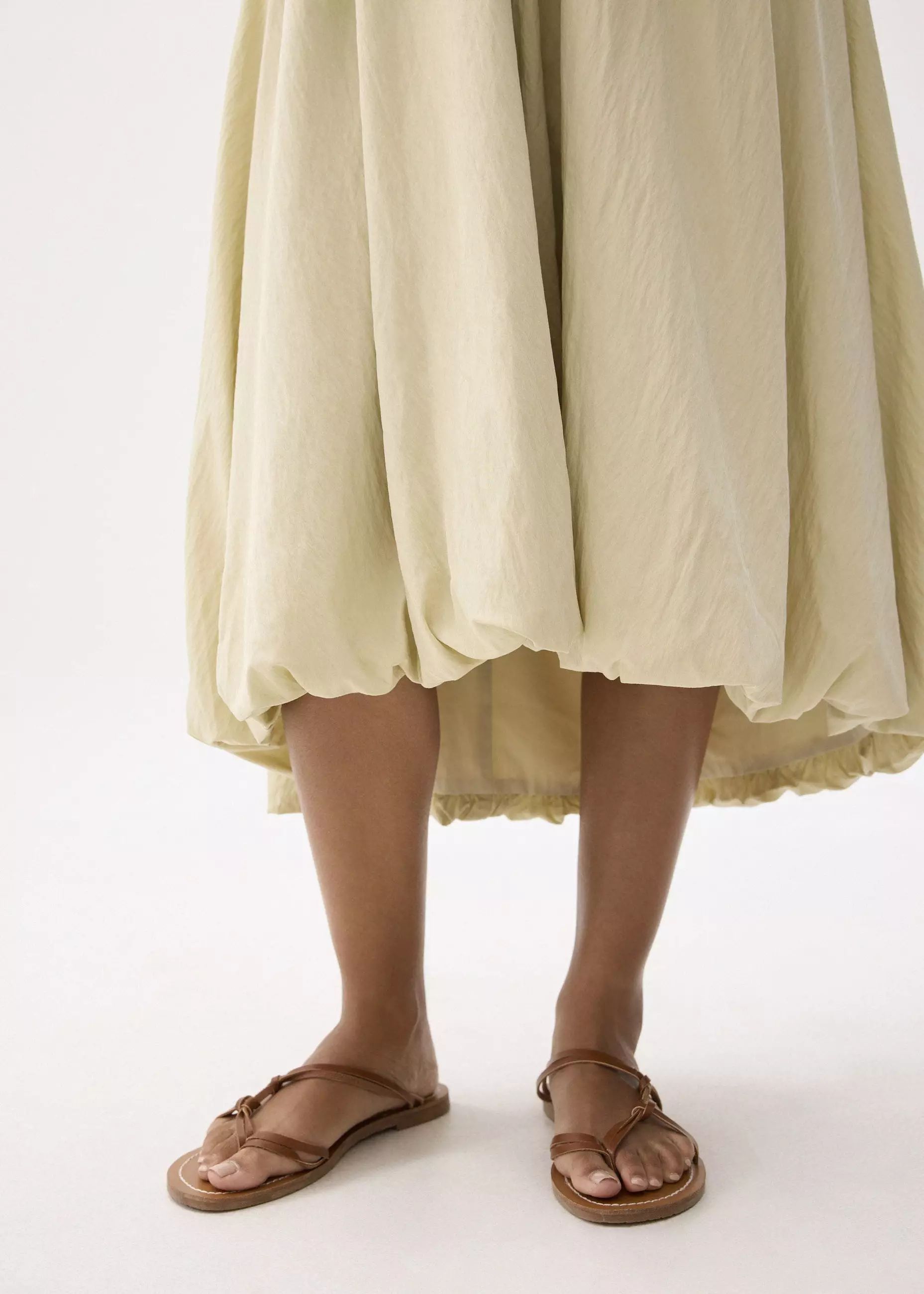 Dress Wanita - Straight Neck Bubble Midaxi Dress