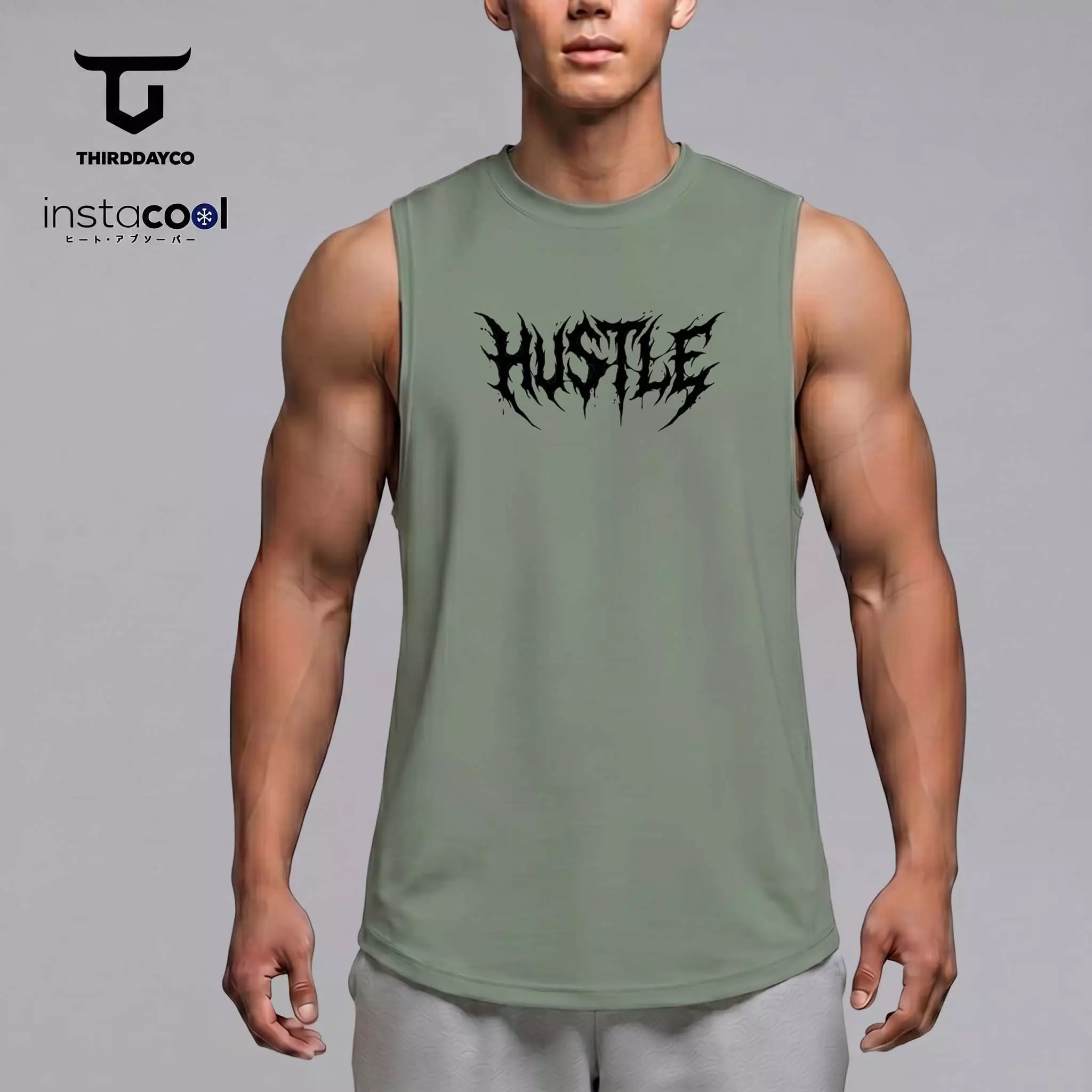 THIRDDAY Kaos Kutung Gym Pria InstaCool | Tanktop Olahraga Adem Dingin Instacool Quick Dry Stretch Fitness Training | hustle sage SVN MUA66