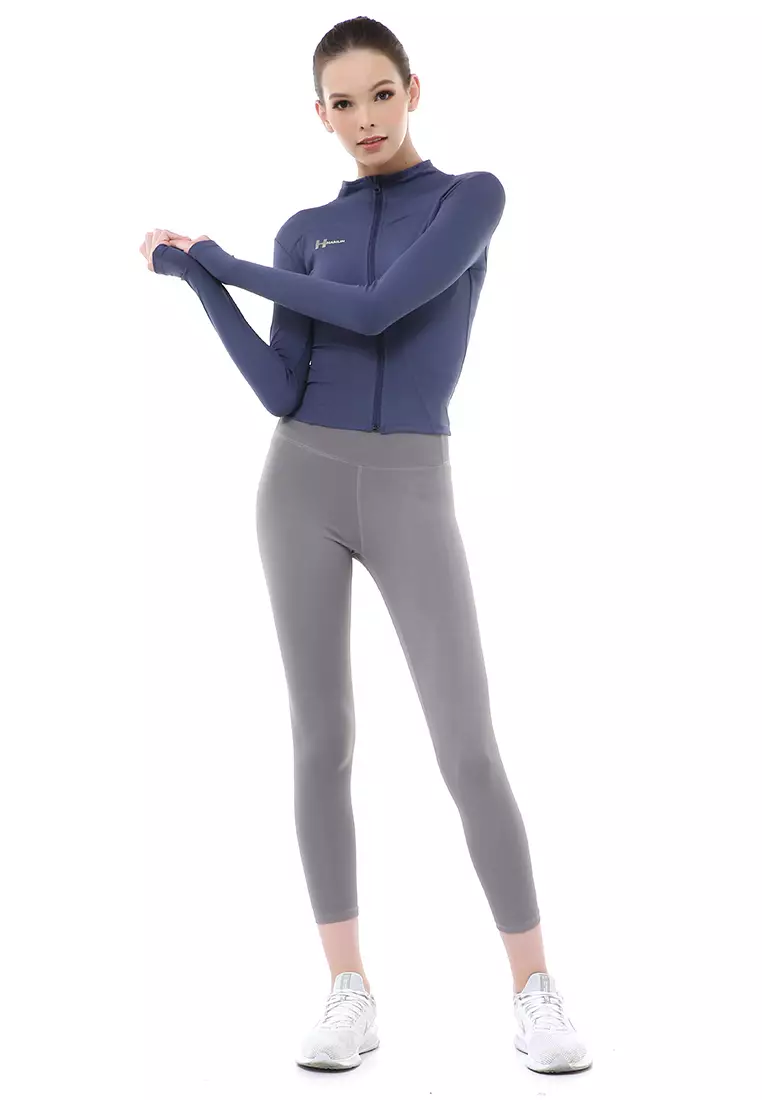 Mikayla Sportwear Jaket Olahraga Wanita Lengan Panjang Adjust Body Shape Material Spandex Lycra ORIGINAL - Navy