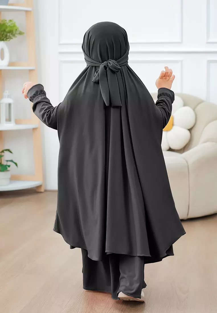Alyafa Khimar One set Syari | Set Dress Gamis Syari Cadar - Anak - XL